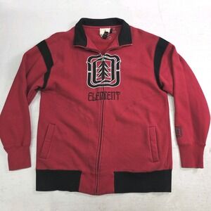 Vintage‎ Element Jacket Red Embroidered Spellout Skater Thumb Holes Men's XL VG